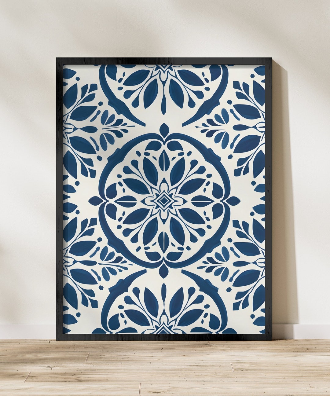 Blue and White Floral Mandala Digital Print for Wall Art - Etsy