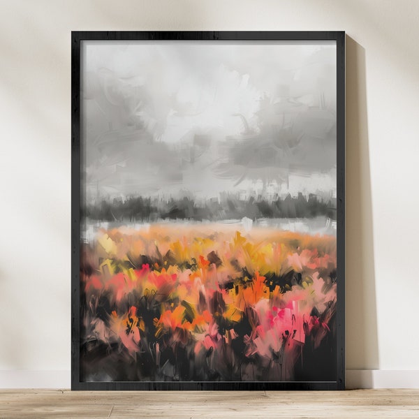 Abstract Digital Painting, Colorful Landscape Art Print, Modern Home Decor, Office Wall Art