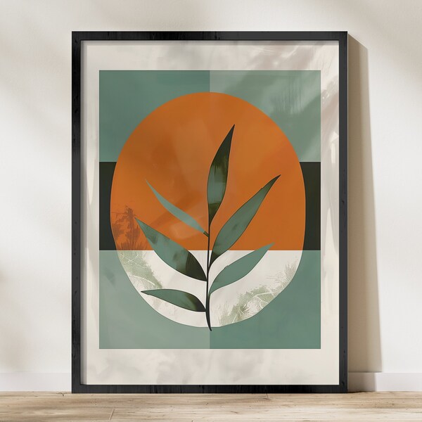 Modern Botanical Art Print, Digital Download, Minimalist Plant Poster, Abstract Nature Home Decor