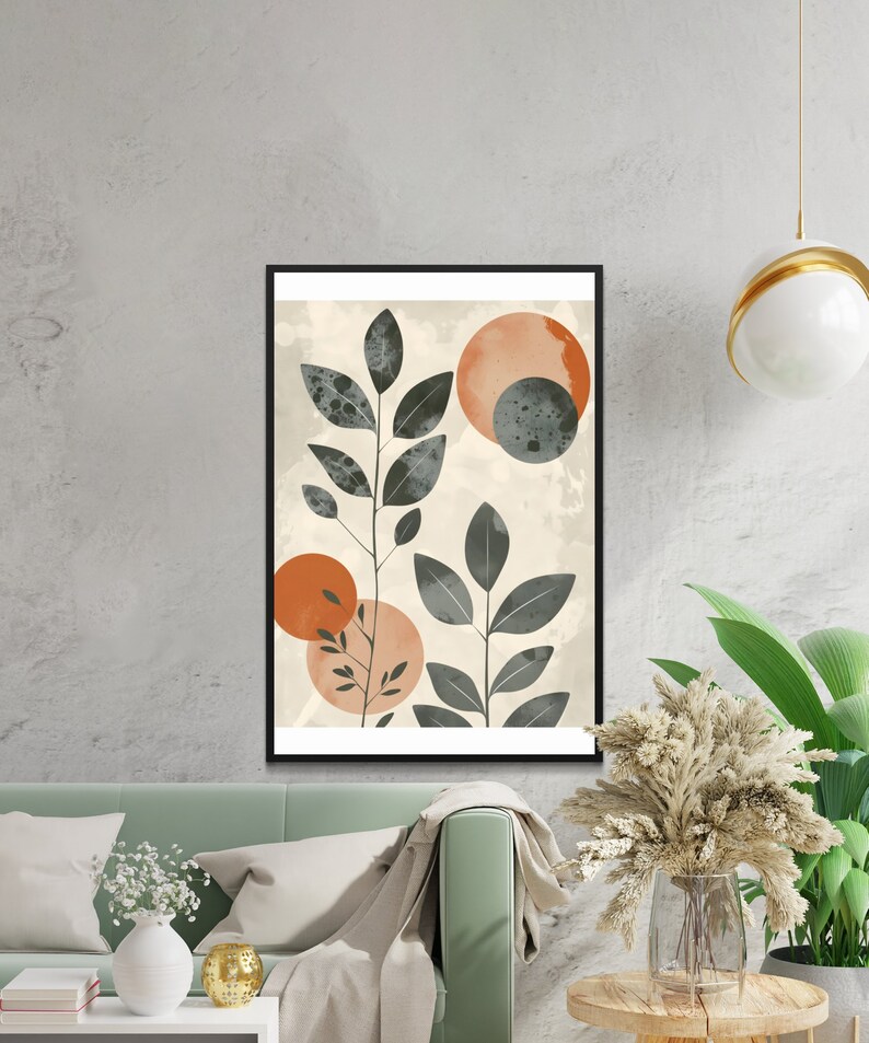 Modern Abstract Botanical Art Print, Minimalist Wall Decor, Mid-century ...