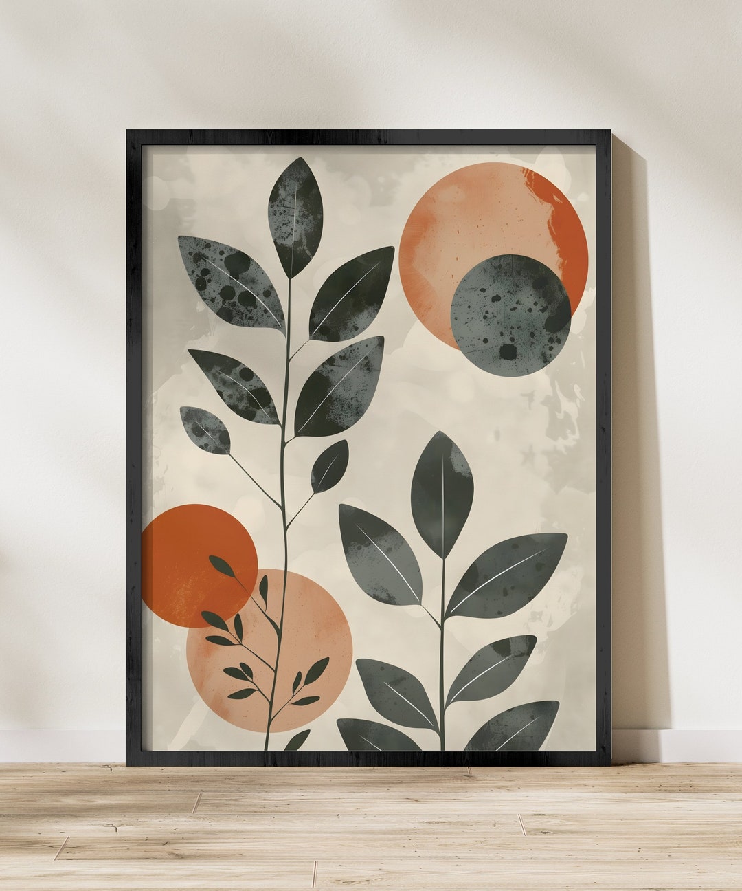 Modern Abstract Botanical Art Print, Minimalist Wall Decor, Mid-century ...
