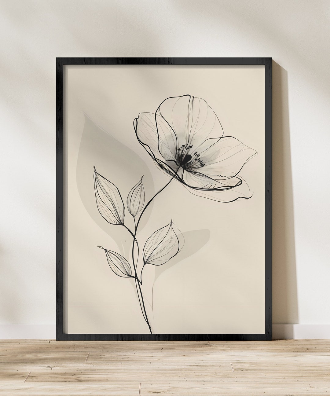 Minimalist Floral Line Art, Printable Abstract Flower, Modern Home ...