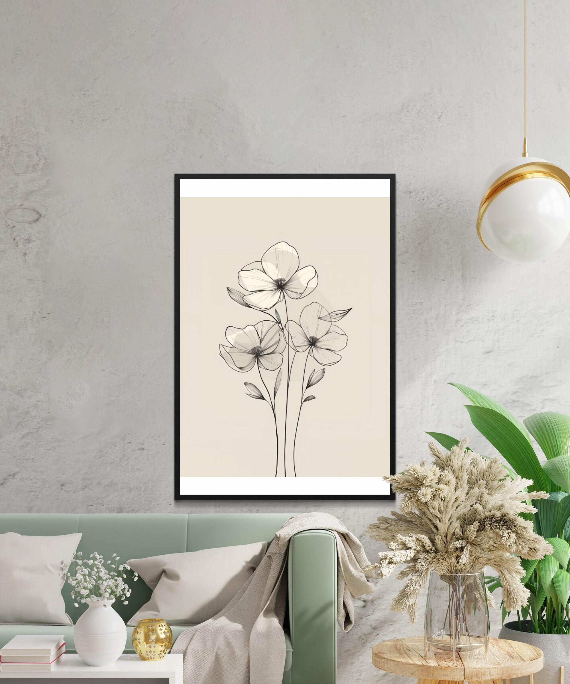 Minimalist Floral Line Art, Digital Download, Neutral Wall Decor ...