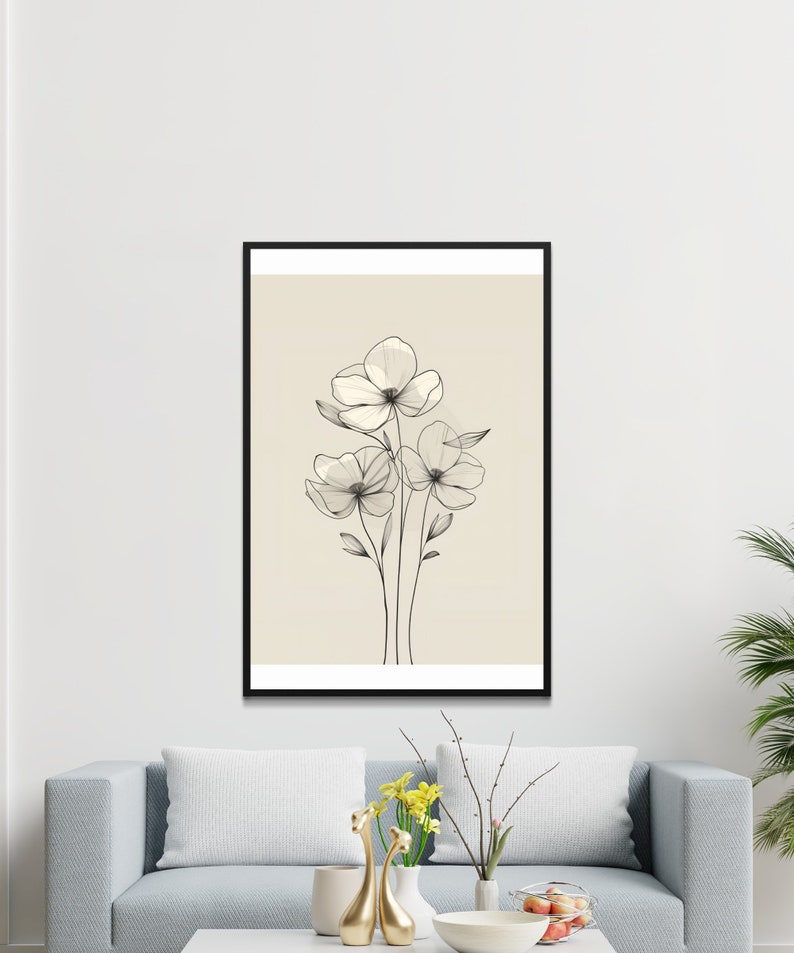 Digital Download of Minimalist Floral Line Art for Wall Decor - Etsy