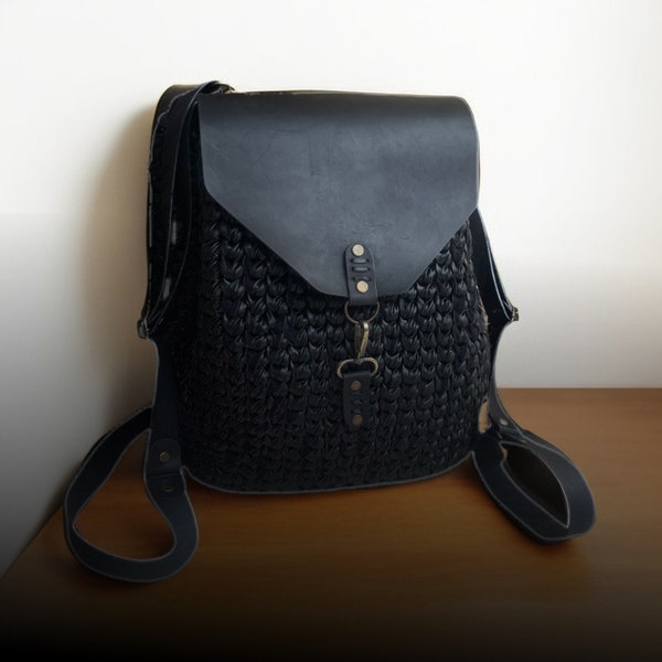 Artisanal Leather Weave Backpack - Unisex Stylish Design with Adjustable Straps - Choose Your Color - Includes Branded Storage Bag