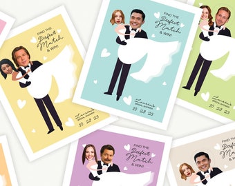 Bride and Groom Scratch-Off Game - Scratch off cards, custom game, custom with groom and bride&#39;s faces & celebrity faces, made to order