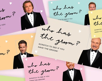 Who Has The Groom? Game - Bridal  Shower Game, Scratch Off, Bachelorette Game, Celebrity, Bridal Shower. Wedding Games