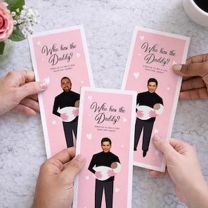 CANVA DOWNLOAD Who Has The Daddy? Game - Pink, Canva Template Bridal Shower Game, Scratch Off, Baby Sprinkle, Celebrity, Wedding Shower Game
