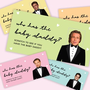 Who Has The Baby Daddy? Scratch Off Celebrity Game - Baby Shower Game, Baby Shower, Baby Scratch Off Game, New Mom, Mom Game, Diaper Party