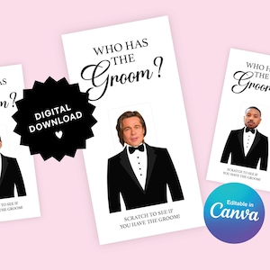 TÉLÉCHARGER Qui a le marié ? Jeu - jeu de douche nuptiale modèle canva, à gratter, jeu de bachelorette, célébrité, douche nuptiale jeux de mariage