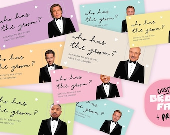 Who Has The Groom? Game - Bridal  Shower Game, Scratch Off, Bachelorette Game, Celebrity, Bridal Shower. Wedding Games, Hen Party