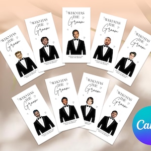 DOWNLOAD Who Has The Groom? Game - Canva Template Bridal Shower Game, Scratch Off, Bachelorette Game, Celebrity, Bridal Shower Wedding Games