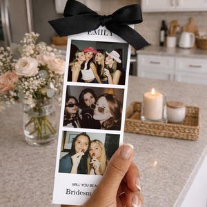 Bridesmaid Proposal Photo Strip - Photo Booth, Bridesmaid Proposal Card, Will You Be My Bridesmaid, Maid Of Honor Proposal Card Template