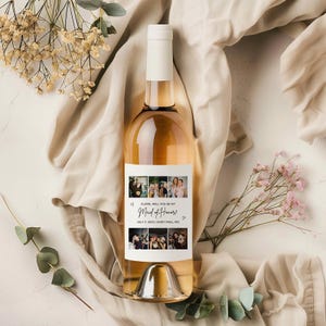 Mosaic Bridesmaid Maid of Honor Proposal Wine Labels - Canva Template, 3.75x4.75 inch label, Editable Wine Label, Bridesmaid Box, Labels