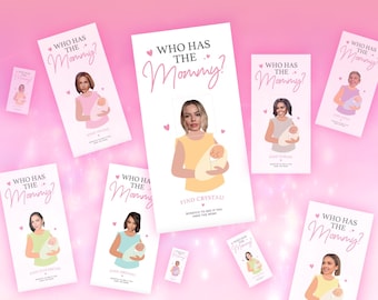 Who Has The Mommy? Game - Baby Mommy, Baby Shower Game, Scratch Off, Diaper Party, Celebrity, Mom Game, Baby Sprinkle, Diaper Shower