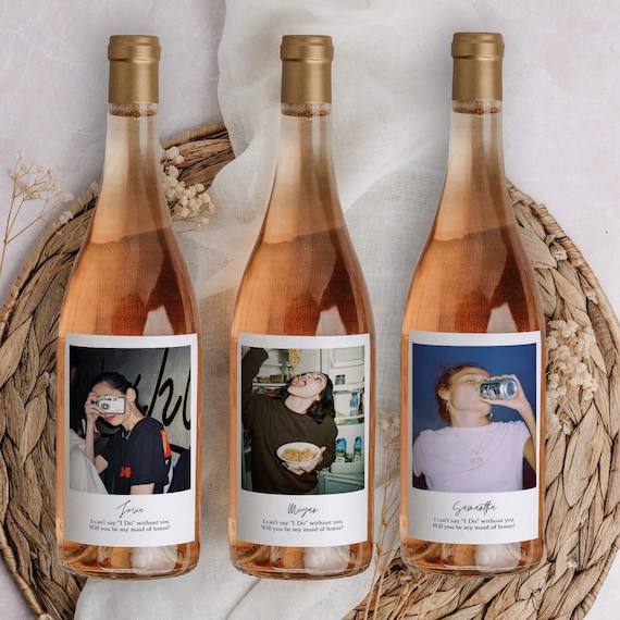 Bridesmaid Maid of Honor Proposal Wine Labels - Instant Download, Canva Template, 3.75x4.75 inch label, Editable Wine Label, Bridesmaid Box