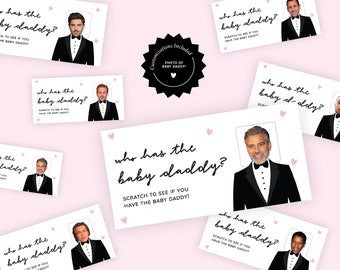 Who Has The Baby Daddy? Scratch Off Celebrity Game - Baby Shower Game, Baby Shower, Baby Scratch Off Game, New Mom, Mom Game, Diaper Party