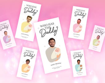 Who Has The Daddy? Game - BLACK TEXT - Baby Daddy, Baby Shower Game, Scratch Off, Diaper Party Game, Celebrity, Baby Game, Baby Sprinkle