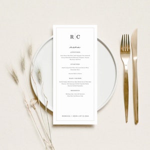 Wedding Menu Template: Printable Menu Card, Edit with Canva (Instant Download)