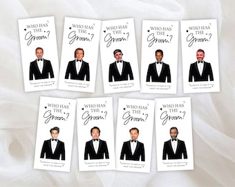 Who Has The Groom? Game - Hand Drawn Heart, Bridal Shower Game, Scratch Off, Bachelorette Game, Celebrity, Bridal Shower. Wedding Games