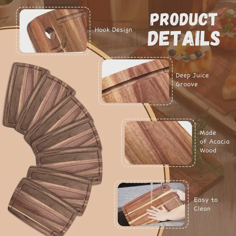 Laser Engraved Acacia Wood Cutting Board: 14-inch Charcuterie Board ...