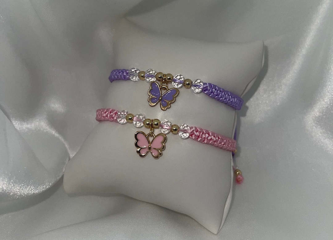 Purple Butterfly Bracelet/pink Butterfly Pendant Bracelet/purple