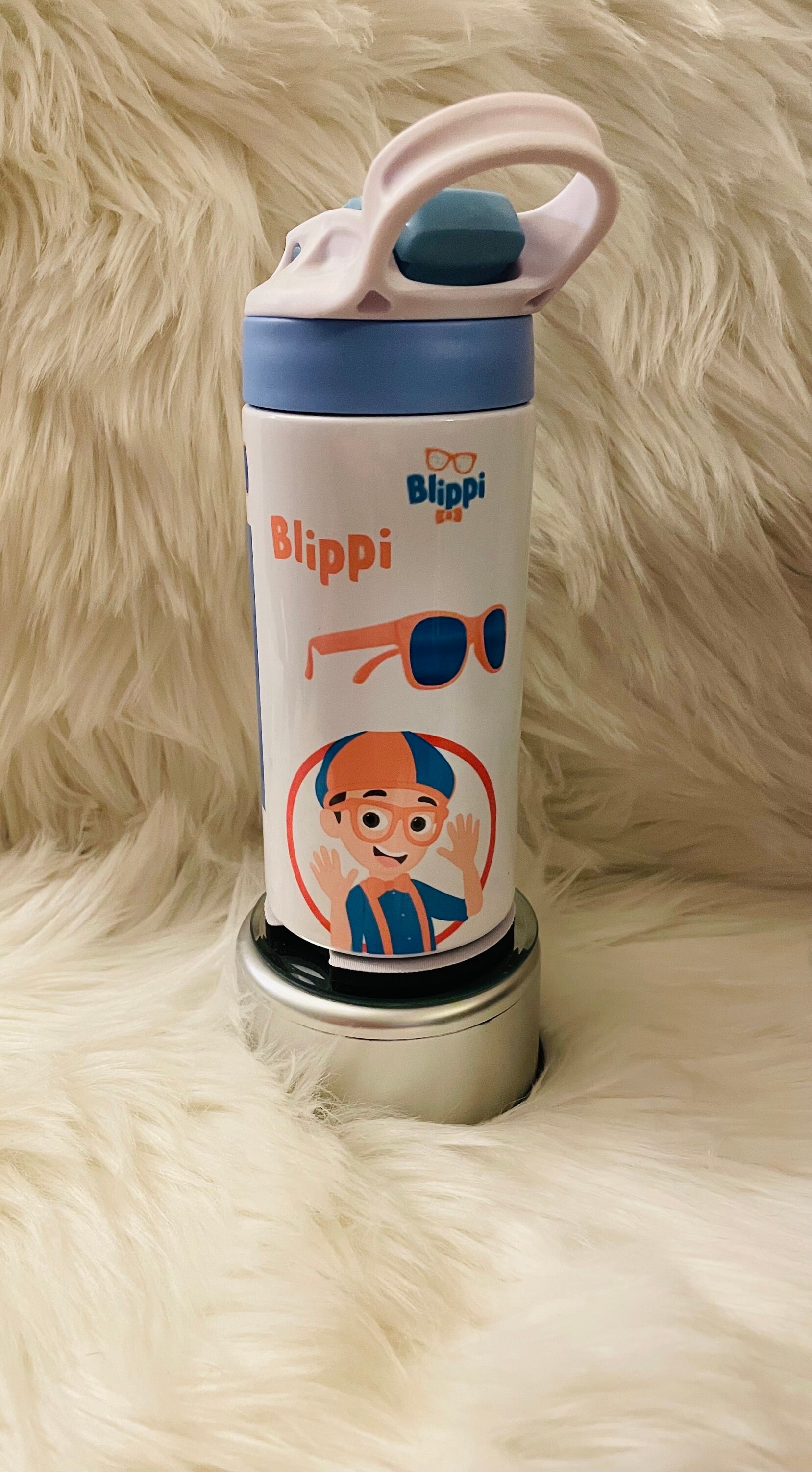 Blippi kids flip top water bottle stainless steel insulated