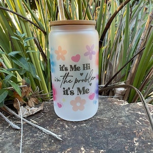 I’m the problem 16oz Beer Glass, iced coffee glass with bamboo lid