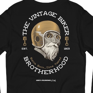 Biker T-Shirt, Long Sleeve, The Vintage Biker Back Print