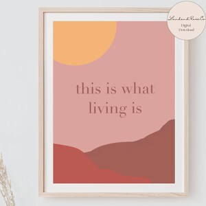 Boho Decor Minimalist Mountains Digital Art Print Landscape Mountains Wall Art Inspirational Quote Home Decor Landscape Sun Art Print
