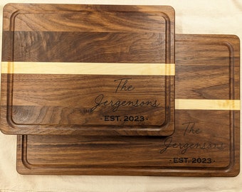 Personalized Handcrafted Walnut + Maple Cutting Board