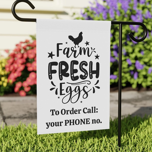 CUSTOMIZED FARM FRESH Eggs Banner, eggs for sale sign, local farmers market, hobby farm sale, hen eggs for sale, to order call, phone number