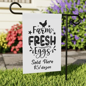 FARM FRESH EGGS Sold Here Banner, eggs for sale sign, local farmers market, hobby farm sale, hen eggs for sale, 5 dollars per dozen