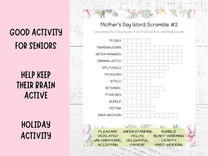 Mother's Day Word Scramble Bundle, 3 Pages, Mother's Day Table Games ...