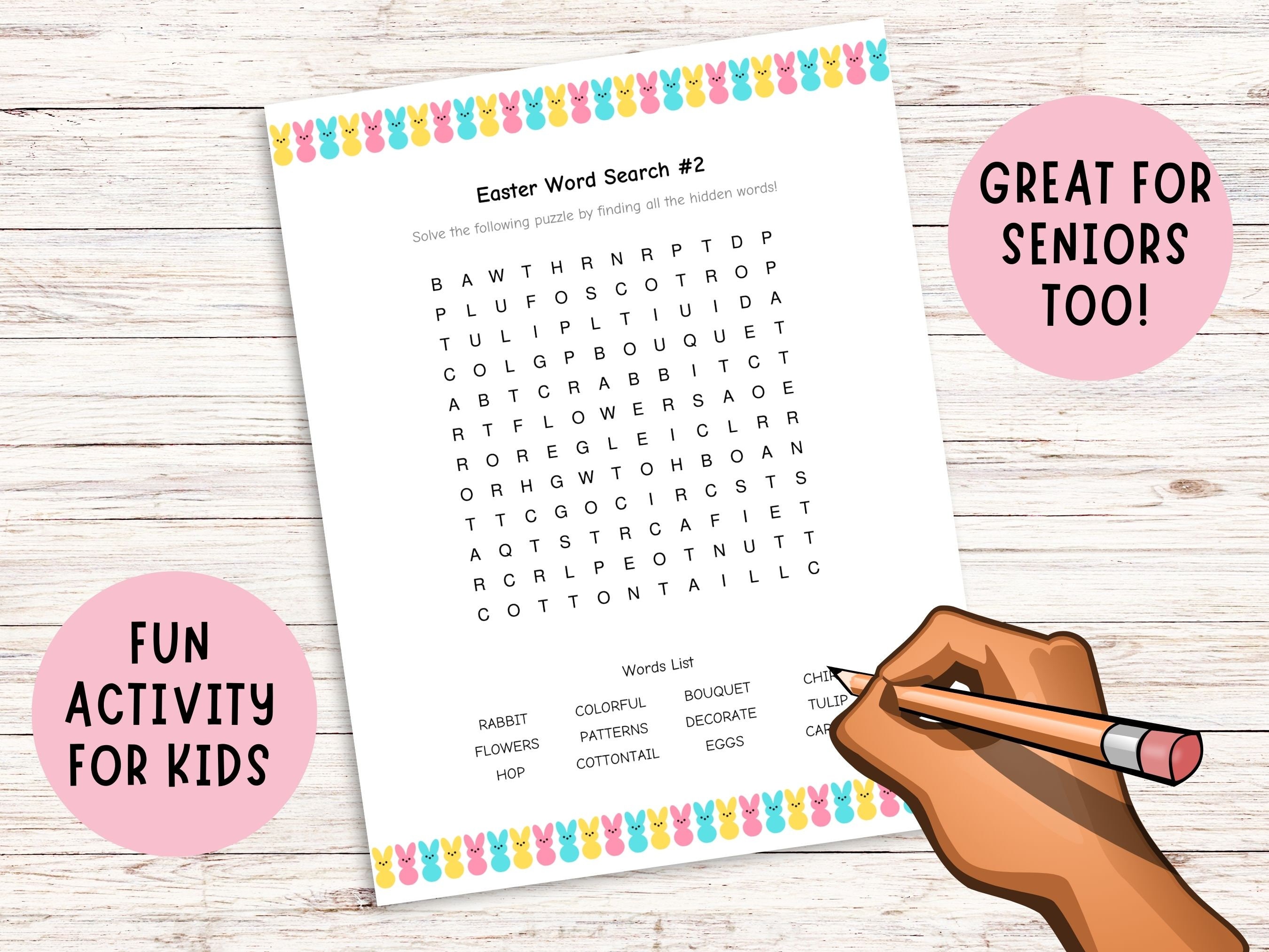2 Easter Word Search Puzzles and Answer Key, Easter Kids Activity ...