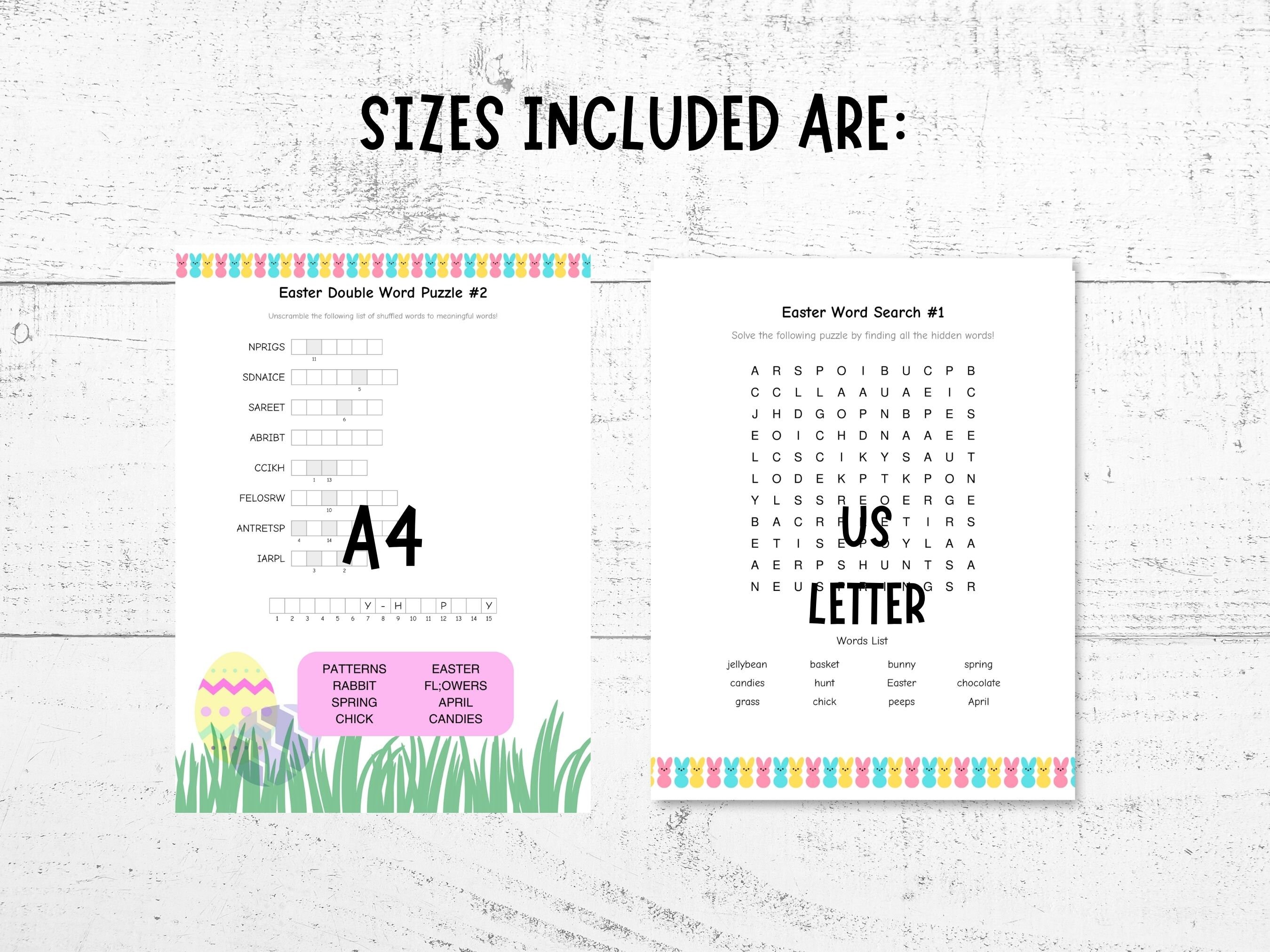 Easter Puzzles Activities Bundle, 14 Pages, Word Searches, Word ...