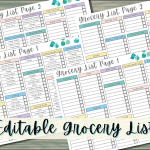 Bearbeitbare Einkaufsliste, digitale Einkaufsliste, druckbare Einkaufsliste, Haupteinkaufsliste, Checkliste für den Lebensmitteleinkauf, Lebensmittelplaner