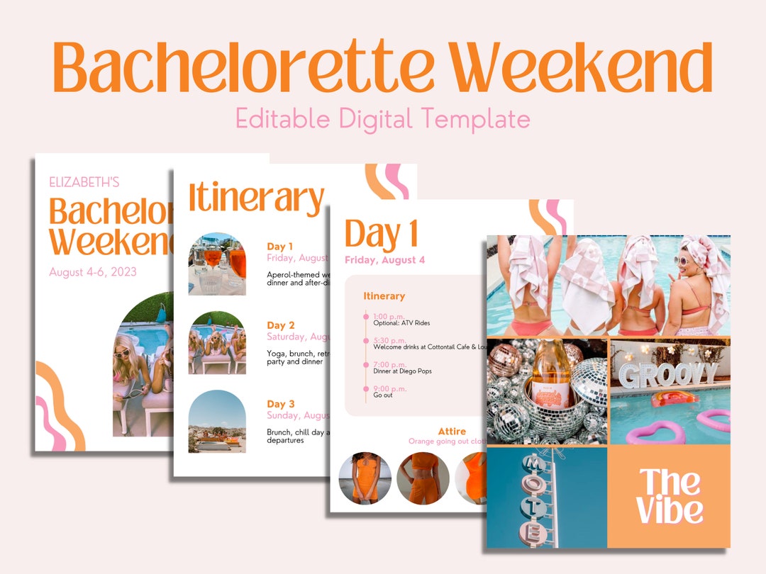 Bachelorette Weekend Digital Itinerary + Planner Template | Edit on ...