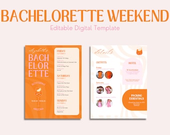 Aperol Spritz Bachelorette Itinerary Template | Weekend Details (Edit on Canva)