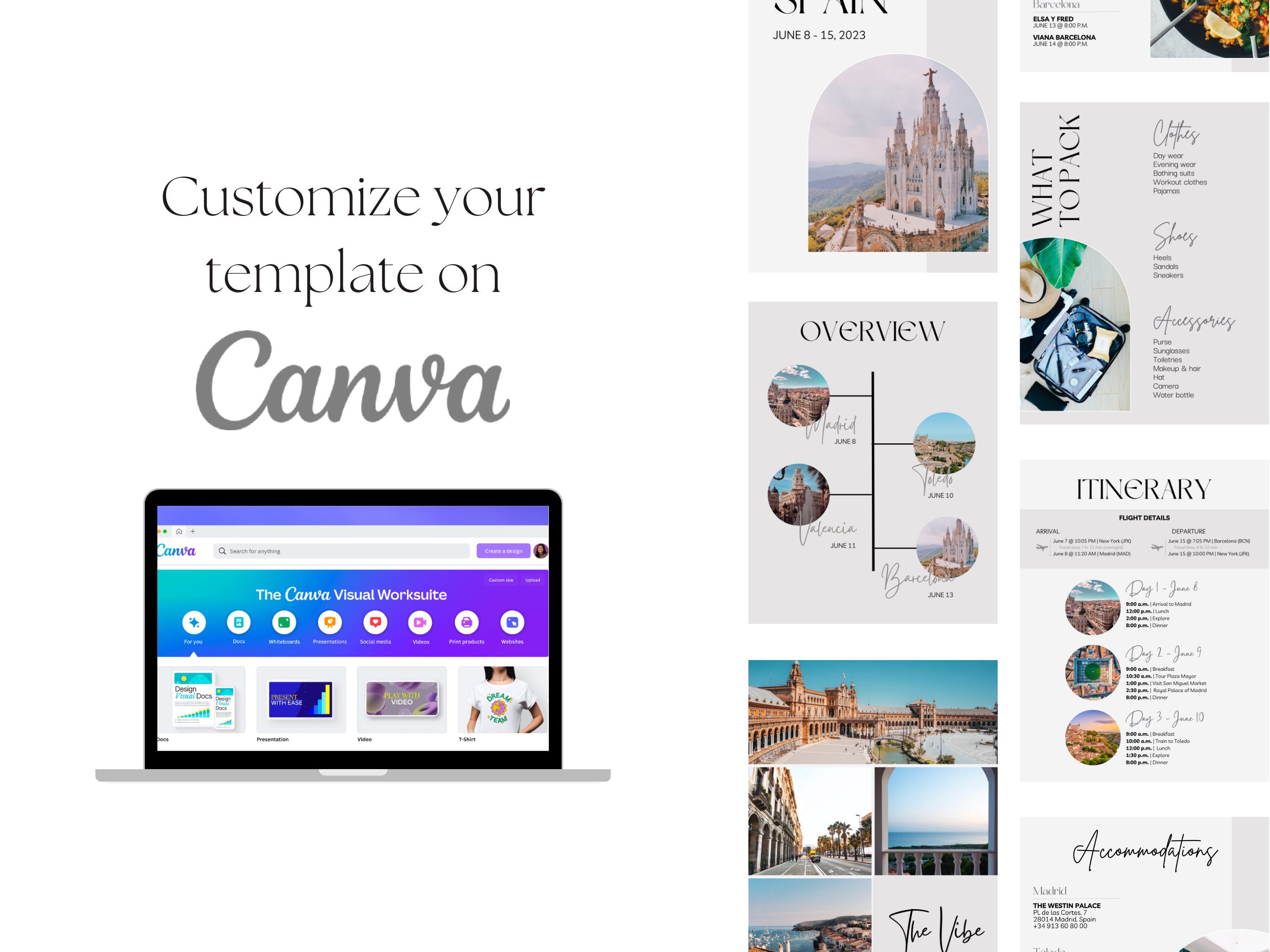 Minimalist Travel Itinerary Template | Canva Editable (digital Download ...