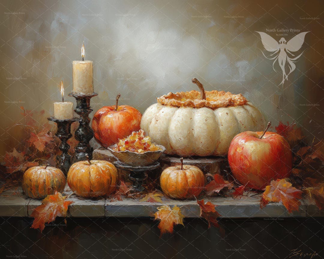 Still Life Fall Art Prints, Rustic Autumn Kitchen Decor, Downloadable ...