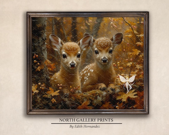 Fall Printable Art, Autumn Digital Prints, Deer Wall Decor, Autumn Forest Wall Prints, Nature, Animals, Digital Download, Fall Deer Prints