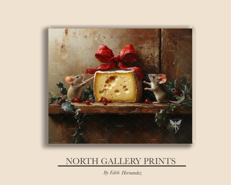Christmas Printable Wall Art, Seasonal Wall Art Print, Cozy Xmas Painting, Holiday Decor, Christmas Digital Wall Art. Kitchen Wall Art Gift image 3