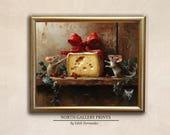 Christmas Printable Wall Art, Seasonal Wall Art Print, Cozy Xmas Painting, Holiday Decor, Christmas Digital Wall Art. Kitchen Wall Art Gift