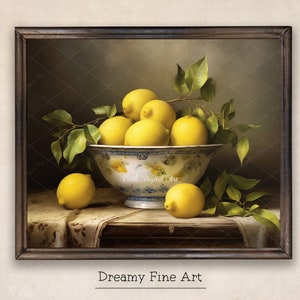 Vintage Fruit Painting Lemon Print, Vintage Still Life Print  Lemon Wall Art, Rustic Vintage Decor Art,  Printable Wall decor Antique. #15