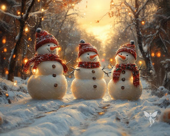 Christmas Printable Wall Art, Snowman Wall Prints, Christmas Print, Christmas Downloadable Decor, Winter Woodlands, Snowman Digital Prints