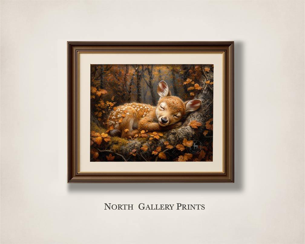 Deer Wall Art Print, Autumn Cottagecore Decor, Cozy Woodland Animal ...