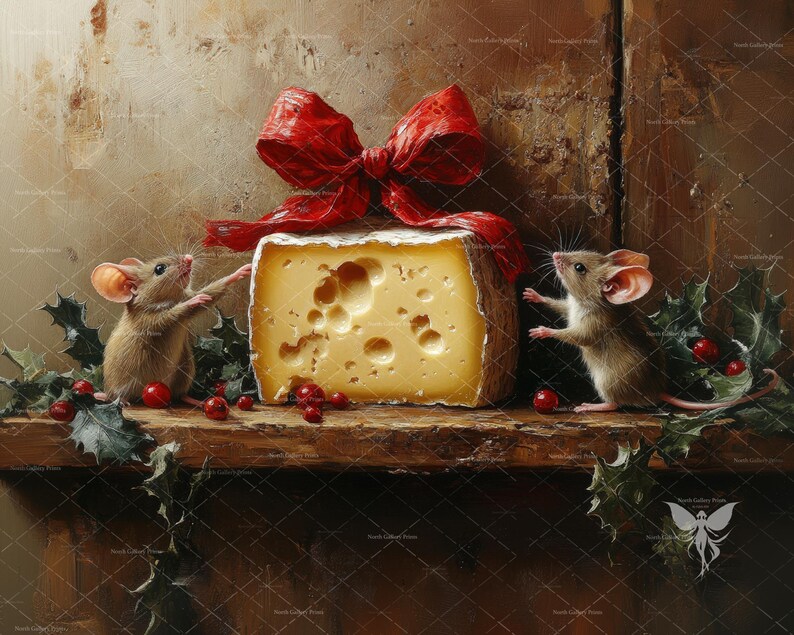 Christmas Printable Wall Art, Seasonal Wall Art Print, Cozy Xmas Painting, Holiday Decor, Christmas Digital Wall Art. Kitchen Wall Art Gift image 2
