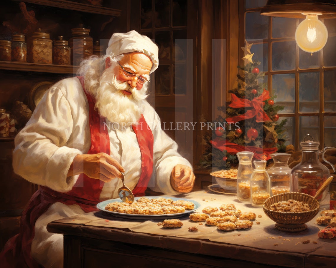 Printable Christmas Santa Claus Wall Art, Vintage Xmas Prints Neutral ...