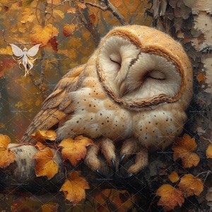 Herbst druckbare Kunst, Herbst-Wand-Dekor, druckbare Eule auf Herbstwald Malerei, digitaler Download Herbst Wandkunst, Tiere-Kinderzimmer-Drucke.